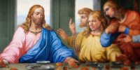 Photo illustration of Jesus and his apostles at the Last Supper and Florida Gov. Ron DeSantis joins them.