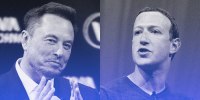 Images of Elon Musk and Mark Zuckerberg