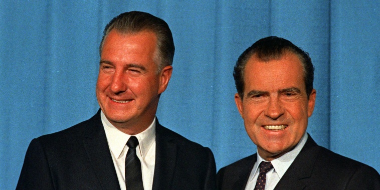 Sipro T. Agnew is shown with then President-Elect Richard M. Nixon in this 1968 file photo.